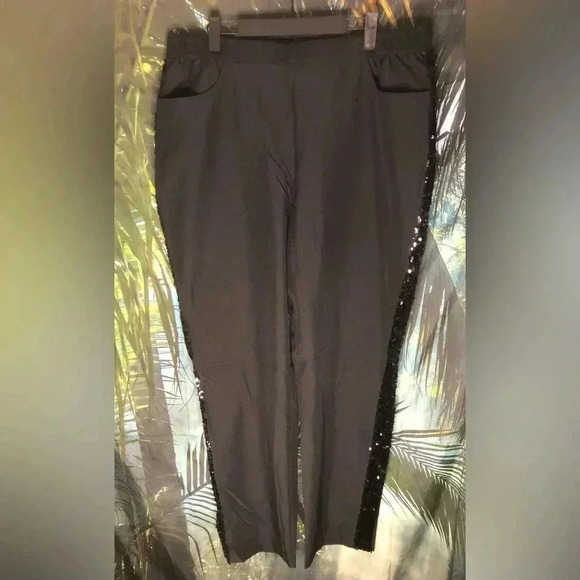 VENUS Black Sequin Trim Pants - Picture 10 of 12
